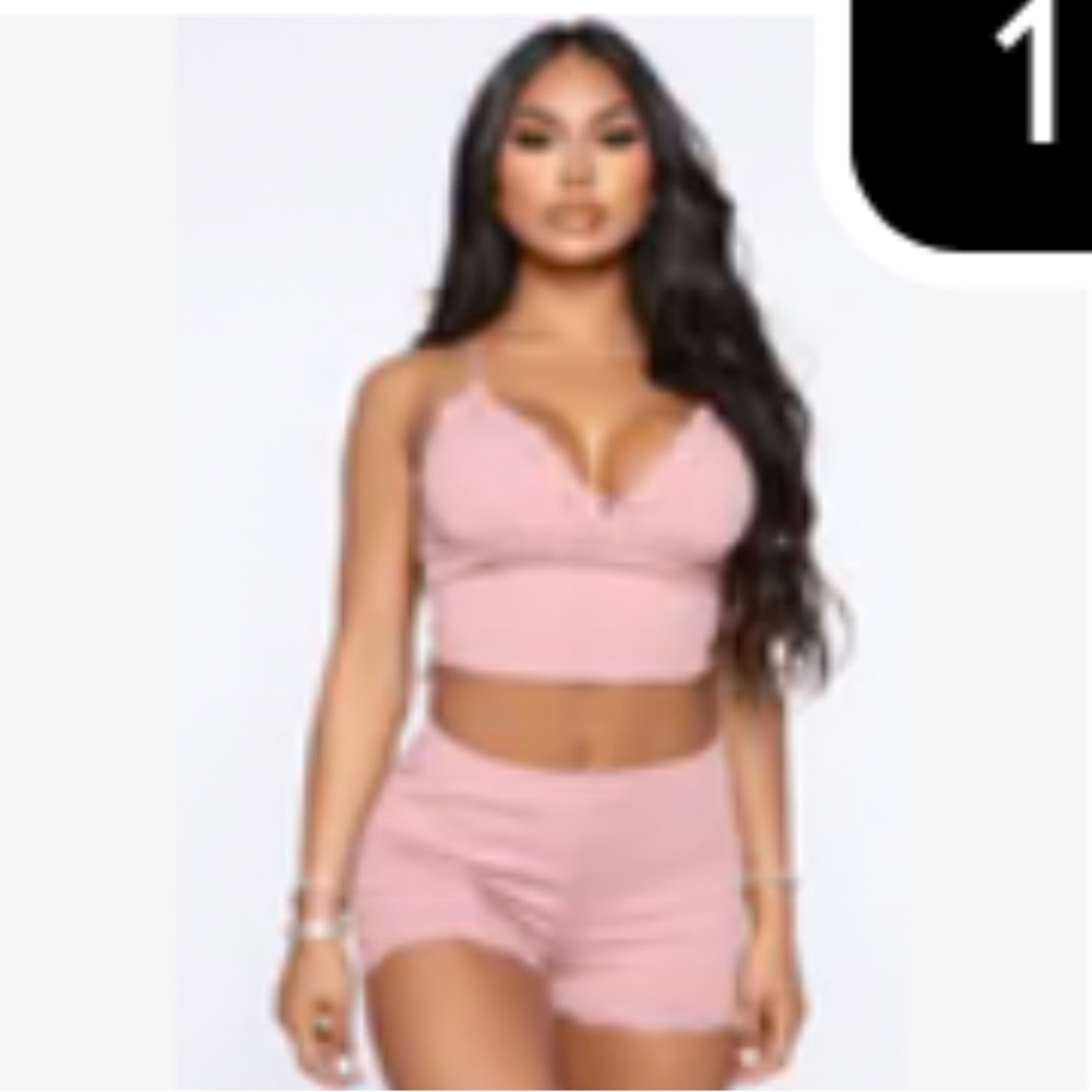 Lot of 3 Fashion Nova Spaghetti Strap Crop Top and Shorts Pajama Sets